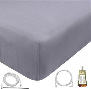 <span class=keywords><strong>Drap</strong></span>-<span class=keywords><strong>housse</strong></span> en coton à carreaux 95% coton, taille king, avec 5% de fibres d'argent, anti-fatigue, pour la mise à la terre - Product Image 2