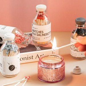 Wholesale home decor wooden safety matches custom long matchstick in glass jar
