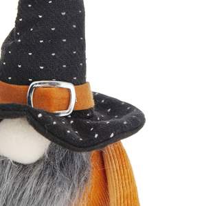 Naranja DB 6,3x4,3x16 \ "Gnomo de pie de tela con gnomo negro y pancarta Suministros decorativos para vacaciones de Halloween - Product Image 2