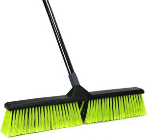 Heavy Duty Broom <b>Brush</b> with 63 Long Handle for <b>Deck</b> Patio Driveway Garage Warehouse Shop Floor Sweeping & Scrubbing - Product Image 1