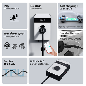Boîtier de prise de chargeur de véhicule électrique, type 2, norme européenne, avec indice de protection IP55, pour <span class=keywords><strong>installation</strong></span> domestique et commerciale - Product Image 2