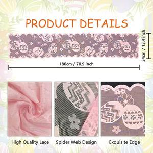 Runner da Tavola con Motivo Floreale Jacquard per Pasqua, Stampa di Coniglietti, per Casa e Hotel, Tovaglie da <span class=keywords><strong>Cucina</strong></span> all'Ingrosso - Product Image 6