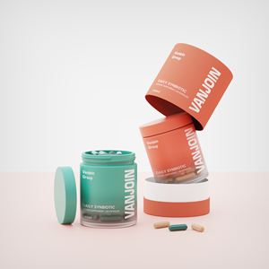 Pot <span class=keywords><strong>en</strong></span> <span class=keywords><strong>verre</strong></span> vide pour médicaments avec emballage cylindrique de protection pour suppléments de probiotiques et d'huile de poisson, écologique, impression personnalisée - Product Image 3