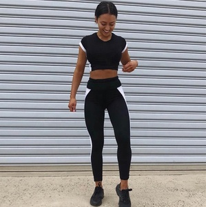2 pc. + Leggings Yoga tank tops, sportswear Jogging black and white, yoga set - Product Image 3
