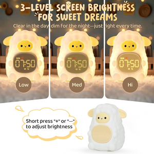 USB ricaricabile portatile Multi-funzionale studente in Silicone animale bianco rumore sveglia sonno Trainer con luce notturna lampada - Product Image 5