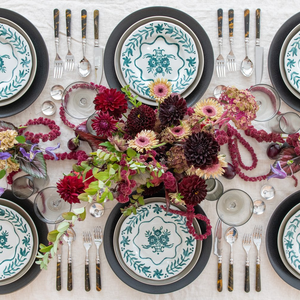 Green Flower Design Fine Bone China Classic Charger Plates & <b>Dinnerware</b> <b>Sets</b> Dishwasher Safe Microwave Safe - Product Image 1