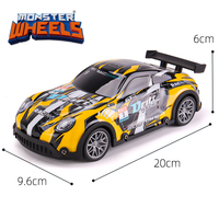 Monster Wheels Voiture de course RC haute vitesse 4 canaux à l'échelle 1:22, carrosserie en alliage avec coque lumineuse en PVC, prête à l'emploi, câble USB, jouet d'extérieur