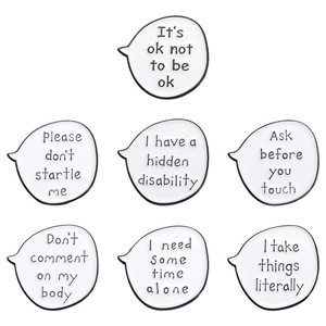 Anh văn bản màu trắng đơn giản và linh hoạt Trâm "Xin vui lòng tham khảo ý kiến trước khi chạm vào" "Tôi cần phải ở một mình" hài hước văn bản huy hiệu - Product Image 3