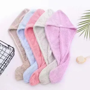 Hair wrap turban super absorbent twist turban fast drying hair towel with button bath loop fasten salon dry hair towel