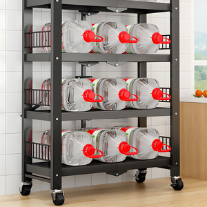 Household 3 4 5-Tier Foldable Storage Shelves Folding Holders Stand Metal Bookshelf With Wheels