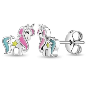 <span class=keywords><strong>Orecchini</strong></span> personalizzati in <span class=keywords><strong>argento</strong></span> Sterling 925 placcato oro 14K simpatica collezione di animali con <span class=keywords><strong>coccinella</strong></span> unicorno per feste ragazze - Product Image 1