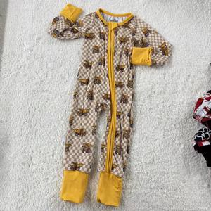 Детский комбинезон-ромпер из бамбуковой вискозы с длинным рукавом, на двусторонней молнии - Product Image 1