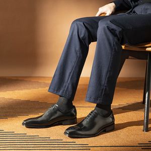 Chaussures Oxford de grande taille de conception italienne en vente en gros. Chaussures habillées décontractées pour hommes avec fonction rehausseur de taille et bout carré - Product Image 2