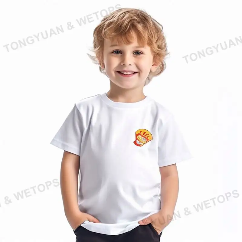 Kids Plan Blank Bordado T Shirt 100% Algodão Gráfico T Camisas Padrão de Impressão Personalizada Meninos Baby Tshirt Com Logotipo