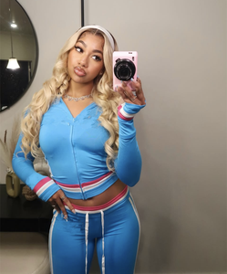 KY <span class=keywords><strong>Ropa</strong></span> Deportiva de Manga Larga para Mujer, Diseño a Contraste con Bloques de Color y Rayas - Product Image 4