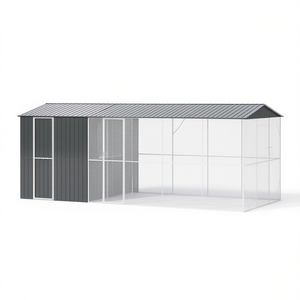 Jaula para Pájaros de 253.94 x 122.05 x 97.24 Pulgadas, Metal Antracita con Almacenamiento para Animales Pequeños - Product Image 1