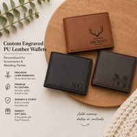 Dompet Pria untuk Grafir, Tempat Kartu Kredit, Dompet Kulit PU Custom untuk Pria, Tipis, Kosong, Dapat Dipotong dengan Laser