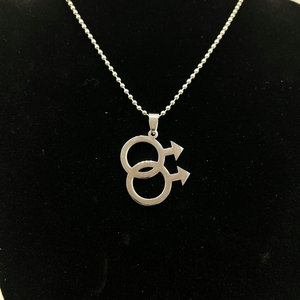 Vente en gros Acier inoxydable Gay Pride <span class=keywords><strong>Symbole</strong></span> Lesbienne Charme Collier Bijoux Homme Signe Pendentif Collier Pour Hommes - Product Image 1