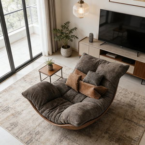 Canapé inclinable moderne de luxe léger, en cuir flanelle <span class=keywords><strong>orange</strong></span> caramel, patchwork, salon, détente - Product Image 4
