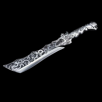 Couteau de coupe en acier inoxydable à haute teneur en carbone forgé à la main de Longquan chinois poignée sculptée en métal faucille en forme d'éventail