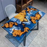Table à manger moderne en résine époxy grise de bonne qualité, ensemble de meubles extensible, plateau en bois de noyer noir pour la cuisine et le salon