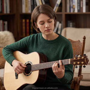 Guitare acoustique à table massive 41 pouces Dreadnought A+ en épicéa Sitka massif et palissandre, guitare acoustique haut de gamme - Product Image 4