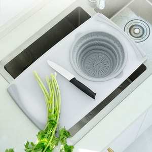 New Arrivals Custom Multi-Function Durable Collapsible Vegetable Fruit Plastic Cutting Board With Drain Basket