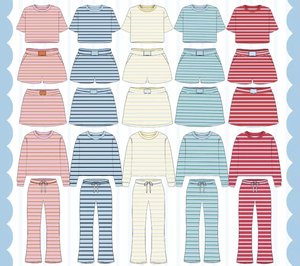 Ensemble deux pièces décontracté pour <span class=keywords><strong>femme</strong></span>, personnalisé, d'été, à double rayures et empiècements, composé d'un haut à manches longues et col rond et d'un <span class=keywords><strong>pantalon</strong></span> large à cordon de serrage - Fabricant - Product Image 6