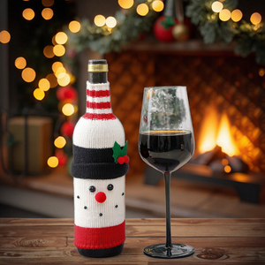 Decorazione natalizia 2025 bottiglia di vino di Babbo Natale Design a maglia per bottiglia di vino di natale decorazioni per le vacanze invernali - Product Image 5