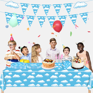 Blue Sky White Clouds Table Decoration Set Disposable Birthday Party Supplies For Children 2-4 Years - Product Image 3