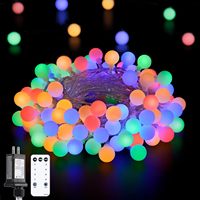 Guirlande lumineuse LED RGB multicolore givrée en forme de globe pour fête de Noël, terrasse, chambre d'enfant, décoration intérieure, avec télécommande, certifiée UL, à brancher