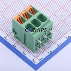 KF207R-6.35-3P Spring Terminal Block Bent Lead Through Hole,P=6.35mm Connector 1x3P 6.35mm Green 3P - Product Image 1