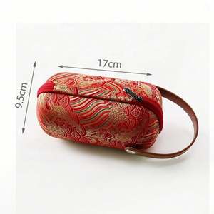 EVA Handmade <b>Red</b> Embroidery Clutch Bag Case Chinese Style Leather Handle Luxury Waterproof Wedding/Birthday/Home Teapot <b>Gift</b> <b>Box</b> - Product Image 5