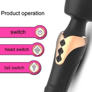 Gelances <span class=keywords><strong>Double</strong></span> Head AV Wand Ukuran Besar Vibrator Kuat Motor Ganda Silikon Wand Pemijat Titik G 10 Mainan untuk <span class=keywords><strong>Stimulator</strong></span> Pasangan - Product Image 2