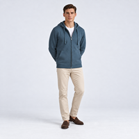 Cardigan zippé pour homme avec capuche, confortable, respirant, pré-rétréci, anti-boulochage, avec poignets côtelés, cordon de serrage et poche kangourou fendue