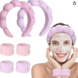 Ensemble de bandeaux torsadés en éponge effet nuage, bandeau pour le lavage du visage à couronne haute, accessoire capillaire artisanal et élégant pour le maquillage, le spa, les cadeaux et les mariages - Product Image 2