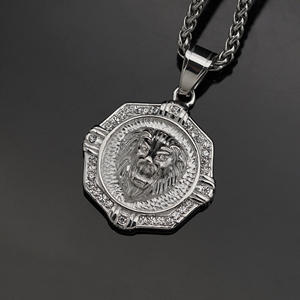 Hip Hop Animal Lion CZ Pièce Étanche Pvd En Acier Inoxydable Plaqué Pendentif Bijoux De Mode Colliers pour Hommes En Gros - Product Image 1