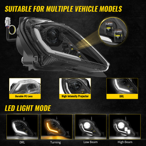 Para <span class=keywords><strong>Yamaha</strong></span> ATV <span class=keywords><strong>Raptor</strong></span> <span class=keywords><strong>700</strong></span> Conjunto de faros delanteros LED Hi/Lo Beam White Halo Proyector Faros - Product Image 2