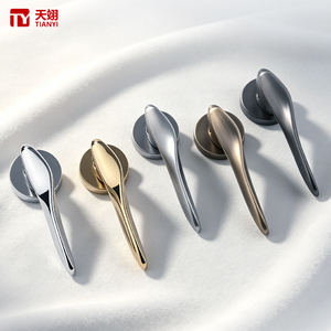 Ensemble de poignées de porte Tianyi de luxe en alliage de zinc, forme feuille, avec rosette ronde contemporaine en forme de goutte d'eau, pour villa et appartement - Product Image 1