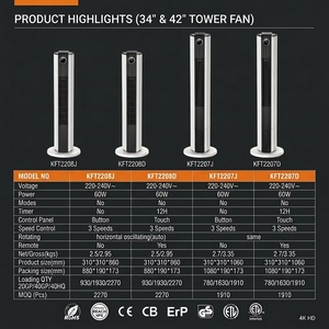 Ventilateur <span class=keywords><strong>tour</strong></span> intelligent de haute qualité, silencieux, à vent naturel, 3 vitesses, oscillation à 70 degrés, moteur AC, pour extérieur, hôtel, été - Product Image 6