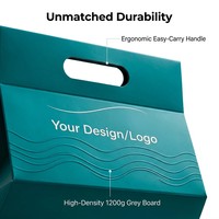 Boîtes rigides aseptiques robustes en gros, pliables à plat, avec poignée, en carton gaufré, emballage cadeau de luxe, logo imprimé sur mesure