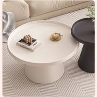 Table basse Art Déco de style nordique, en fer forgé, avec plateau en dalle de pierre, tendance, luxe léger, de forme ronde, pour balcon