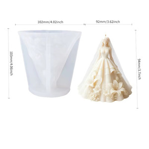 Wedding Dress Shaped Silicone <b>Candle</b> <b>Mold</b> Reusable Easy Demoulding Non Toxic Heat Resistant DIY Soap <b>Mold</b> - Product Image 2