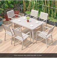 Ensemble de table et chaises d'extérieur en alliage d'aluminium moderne, coussin imperméable, meubles de jardin en bois de pin pour patio, cour