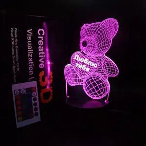 Lampade in acrilico foto lampada 3d lampada visiva dei cartoni animati, Russia calda vendita di luce notturna, interessante hello kitty 3d luce notturna lampada a led