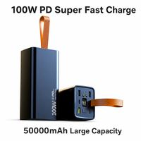 Nouvelle batterie externe Type-C de 100 W à haute puissance, 50 000 mAh, charge super rapide, grande capacité, pour téléphone portable et ordinateur portable