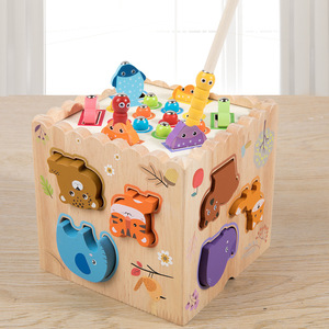 Boîte d'activités Montessori personnalisée en bois pour bébé, jeu de formes à aligner, jeu de frappe aux balles, jouets éducatifs sensoriels de pêche pour enfants - Product Image 5