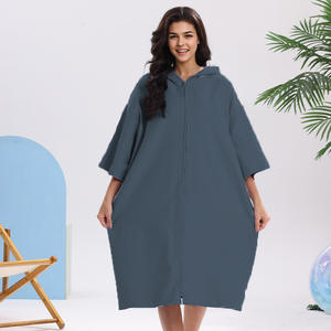 <span class=keywords><strong>Peignoir</strong></span> de bain à manches zippées, serviette de plage, serviette de bain à séchage rapide, protection solaire, pour la plongée et le surf transfrontalier - Product Image 6