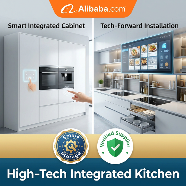 Flat Packaging Modern Style White Cabinet Set, Adopting Space Saving Modular Design, Suitable for Apartments, Kitchen Furniture
