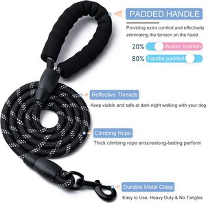 Hot Selling Classic & Fashion 5FT 1.5m Length 1.2cm Thickness Durable Reflective Nylon Dog Traction <b>Braided</b> Leash - Product Image 2